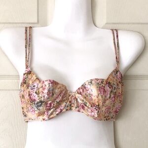 Victoria’s Secret Gold Label Floral Print Underwire Balconette Bra Size 34C
